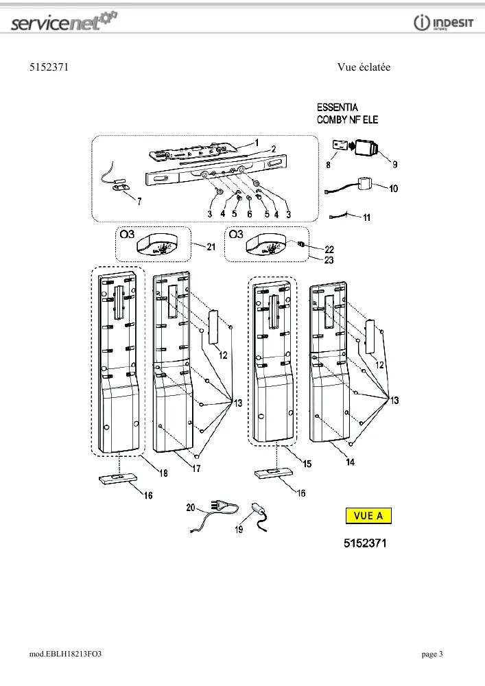 Vue éclatée HOTPOINT-ARISTON EBLH18213O3 77206