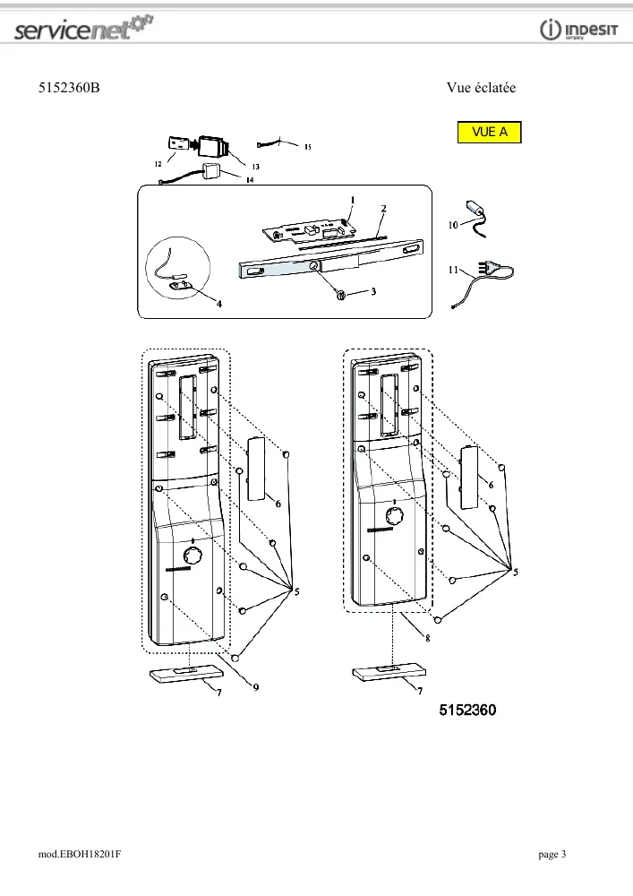 Vue éclatée HOTPOINT-ARISTON EBOH18201F 86737