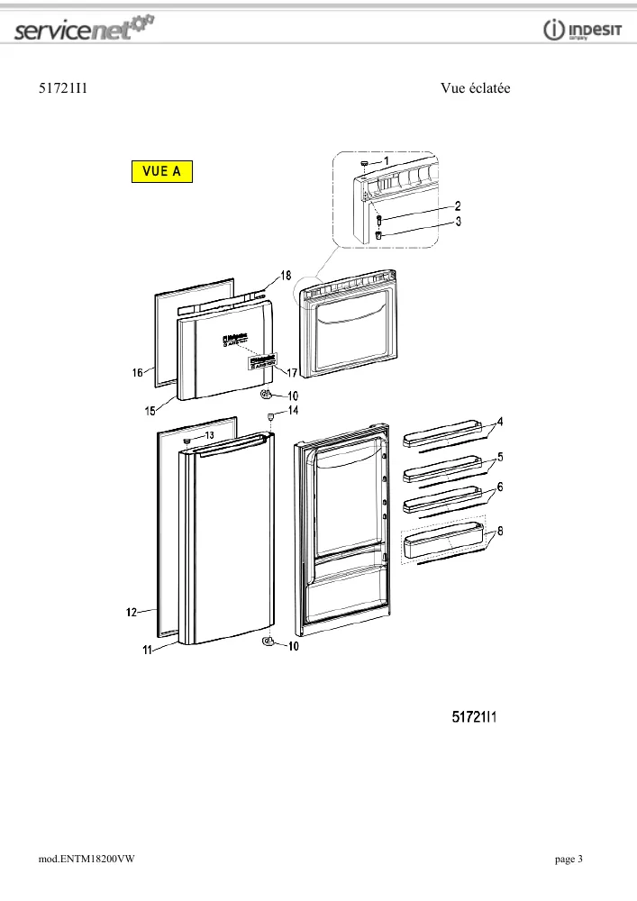 Vue éclatée HOTPOINT-ARISTON ENTM18200VW 77991