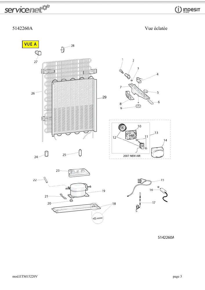 Vue éclatée HOTPOINT-ARISTON ETM15220V 77749
