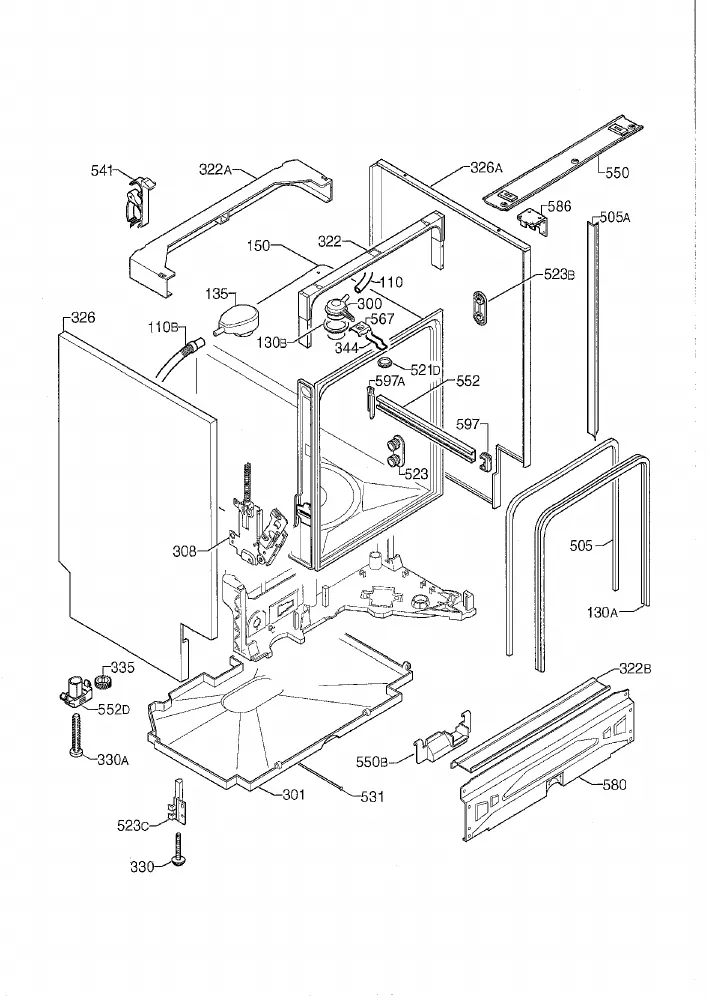 Vue éclatée AEG F55011IW 91192565705