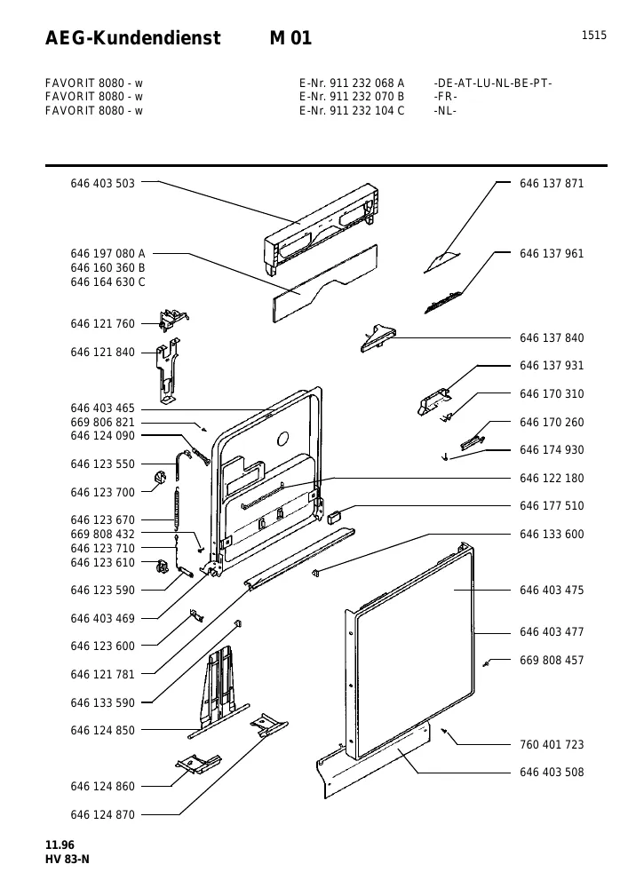 Vue éclatée AEG F8080W 91123207000