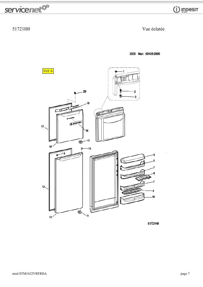 Vue éclatée HOTPOINT-ARISTON STM1622VRHA 61888
