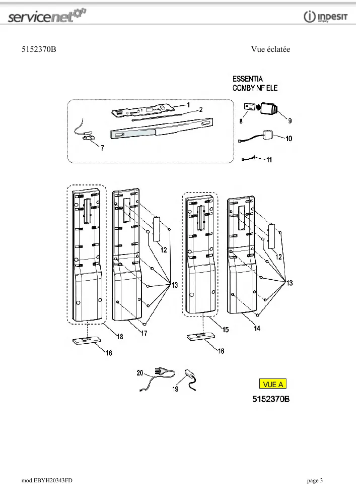Vue éclatée HOTPOINT-ARISTON EBYH20343FD 89358
