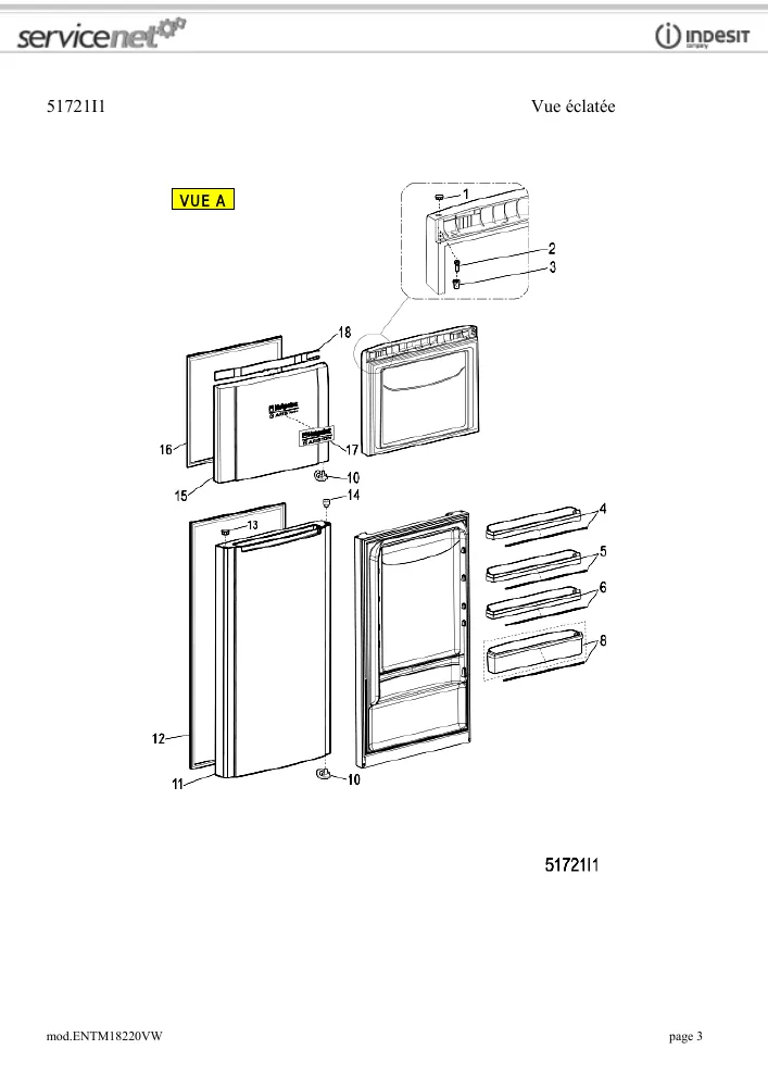 Vue éclatée HOTPOINT-ARISTON ENTM18220VW 77992