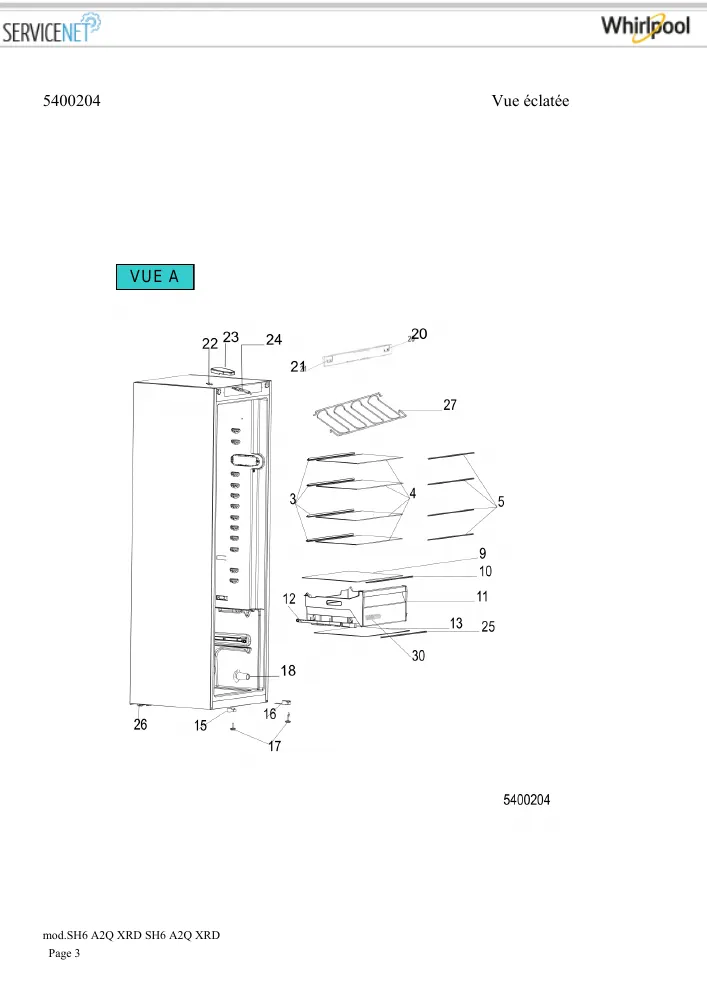 Vue éclatée HOTPOINT-ARISTON SH6A2QXRD 167149