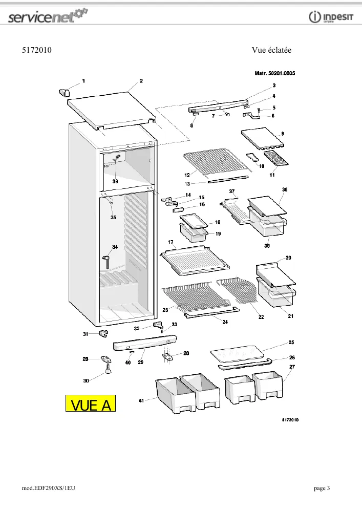 Vue éclatée HOTPOINT-ARISTON EDF290XS.1EU EDF290XS1EU 16062