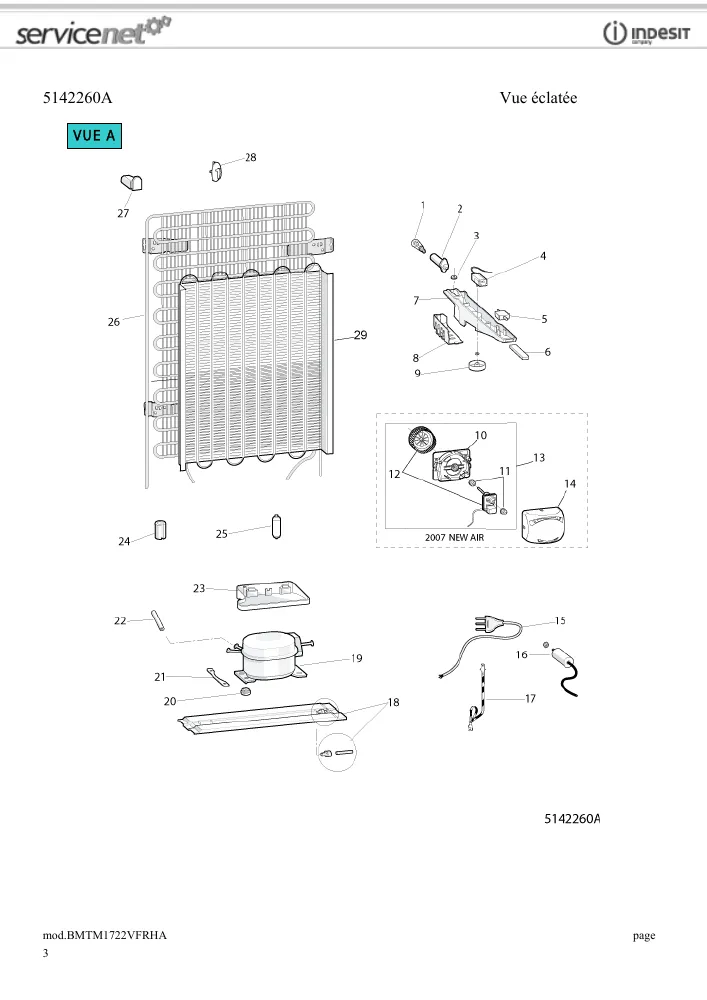 Vue éclatée HOTPOINT-ARISTON BMTM1722VFRHA 53821