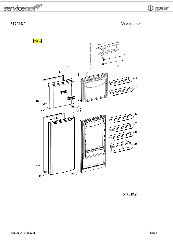 Vue éclatée HOTPOINT-ARISTON ENXTM18221F 85142