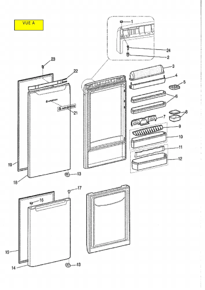 Vue éclatée HOTPOINT-ARISTON SBM1812NF 74466