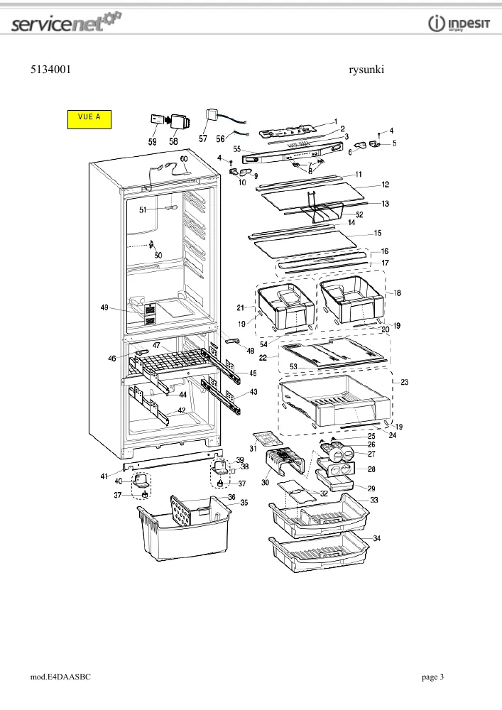 Vue éclatée HOTPOINT-ARISTON E4DAASBC 077955