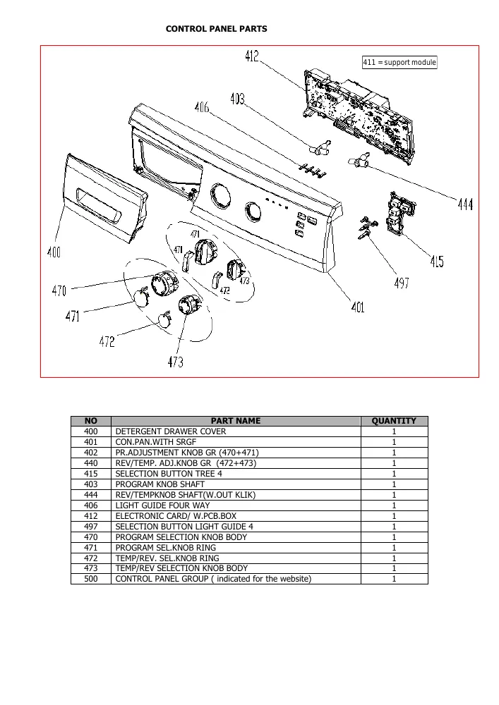 Vue éclatée UNIC LINE UWM1232V2B.1 code 624214