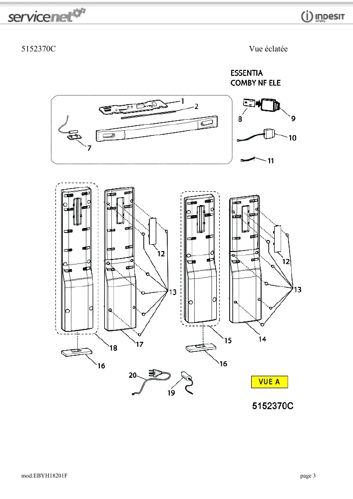 Vue éclatée HOTPOINT-ARISTON EBYH18201F 78395