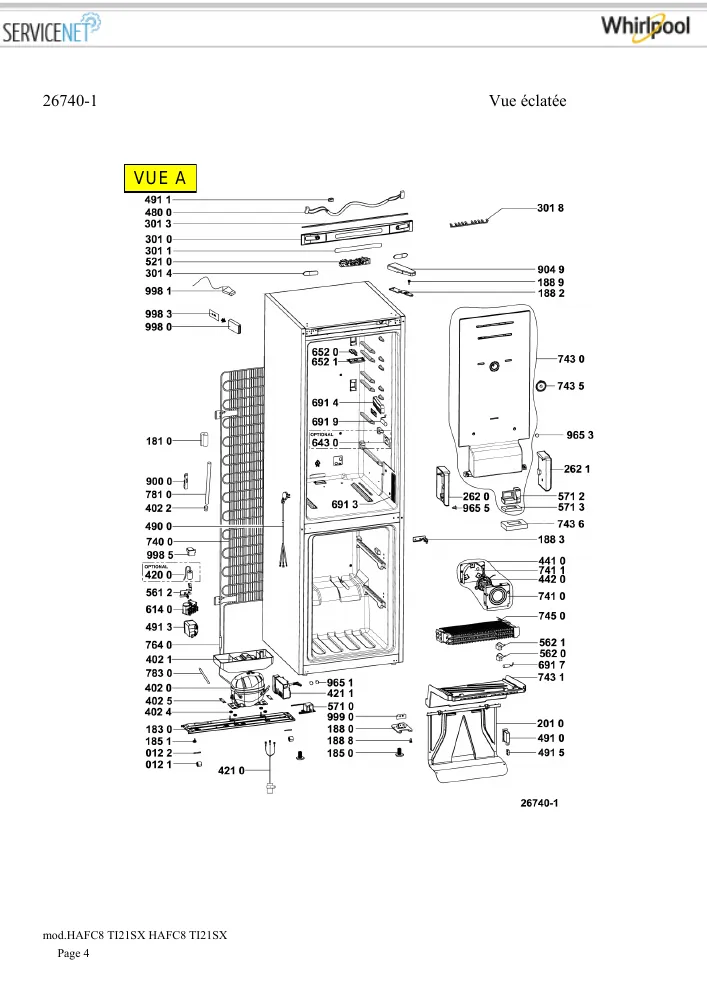 Vue éclatée HOTPOINT-ARISTON HAFC8TI21SX 163015