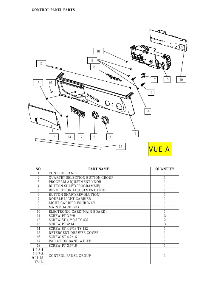 Vue éclatée UNIC LINE UWM1400