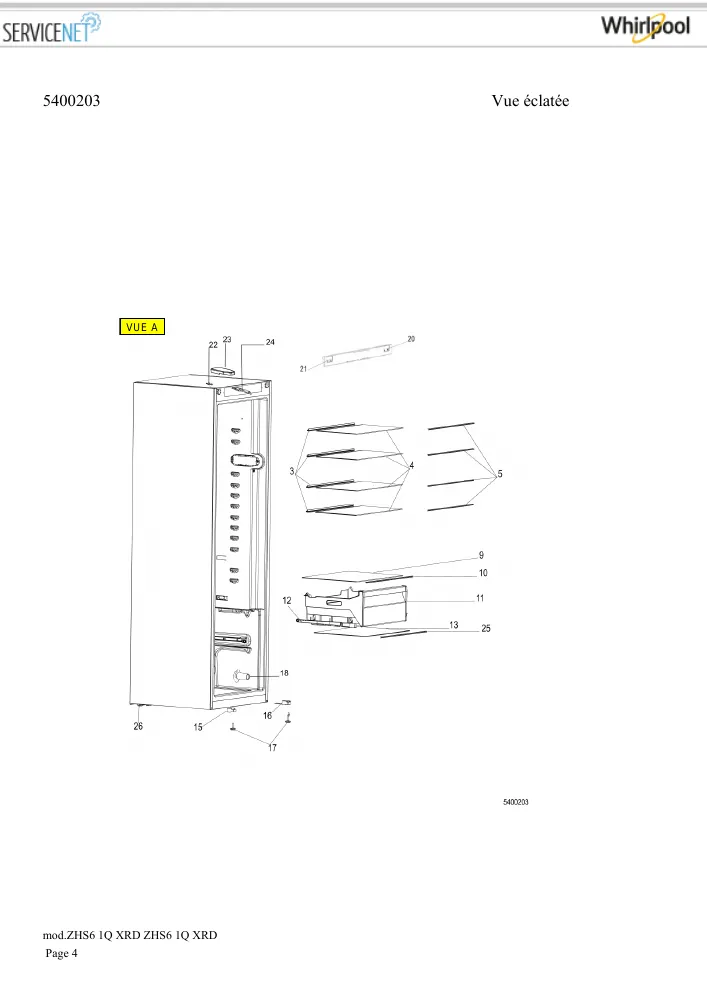 Vue éclatée HOTPOINT-ARISTON ZHS61QXRD 160629