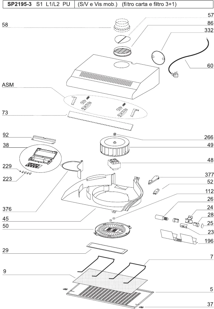 Vue éclatée Glem Gas GHC63WH