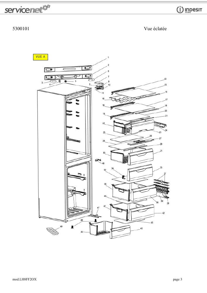 Vue éclatée HOTPOINT-ARISTON LH8FF2OX 93333