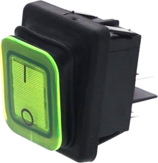 Interrupteur Petit electro ménager M/A 4 COSSES 16A 250V VOYANT VERT